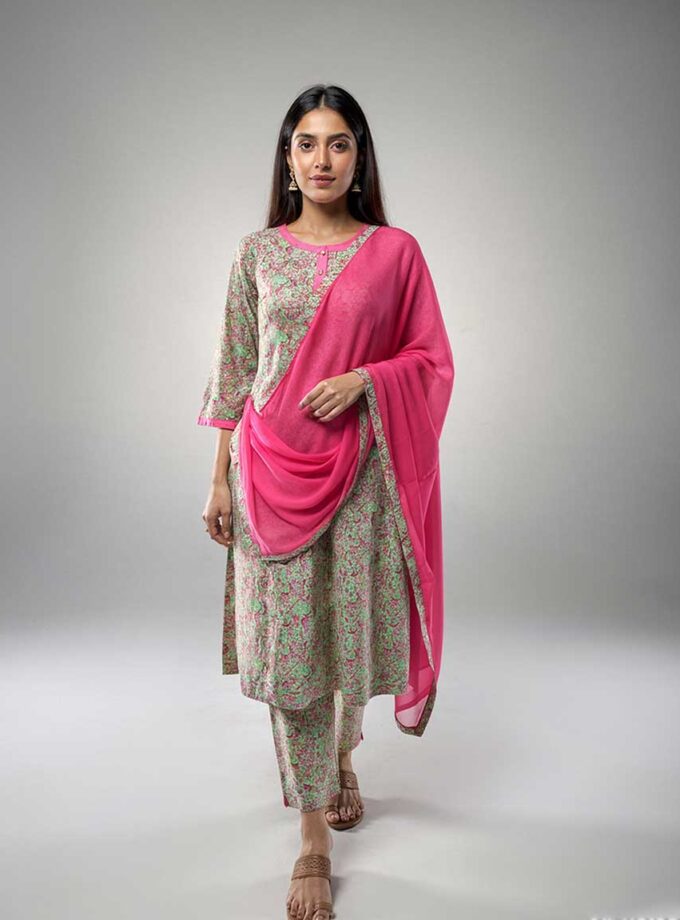 3-Piece Lawn Suit With Shaffon Dupatta